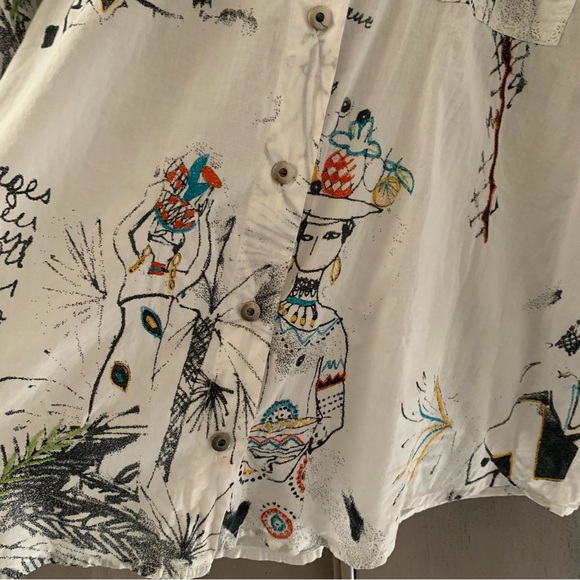 Chico's White and Black Embroidered Shirt - Picture 5 of 7